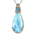 TLV Larimar, Malgache Neon Apatite Pendant Necklace (20 Inches) in Vermeil YG and Platinum Over Sterling Silver 20.35 ctw - Sticky add to cart bar
