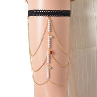 White Glass and Austrian Crystal Enameled Set of 2 Arm Bracelet in Goldtone