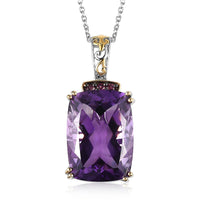 Amethyst and Orissa Rhodolite Garnet Pendant Necklace 20 Inches in Platinum Over Sterling Silver 26.00 ctw