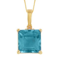Asscher Cut Teal Fluorite (IR) and White Topaz 10.10 ctw Pendant Necklace in Vermeil Yellow Gold Over Sterling Silver 18 Inches - Sticky add to cart bar