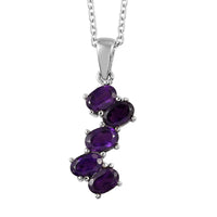 Amethyst Pendant Necklace (20 Inches) in Stainless Steel 2.15 ctw