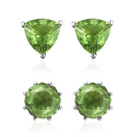 Chartreuse Quartz Set of 2 Stud Earrings in Stainless Steel 8.70 ctw , Tarnish-Free, Waterproof, Sweat Proof Jewelry