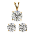 Luxoro 10K Yellow Gold Moissanite Jewelry Set , Set of Moissanite Solitaire Stud Earrings and Moissanite Pendant without Chain , Moissanite Set , 10K Yellow Gold Jewelry Set 1.85 ctw - Sticky add to cart bar