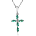 AAA Kagem Zambian Emerald, Moissanite Cross Pendant Necklace (20 Inches) in Platinum Over Sterling Silver - Sticky add to cart bar