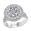 TLV Moissanite (Rnd 9mm) Set of 2 Ring in Platinum Over Sterling Silver (Size 5.0) 3.80 ctw - Sticky add to cart bar