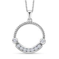 Moissantie Circle Pendant Necklace (20 Inches) in Platinum Over Sterling Silver 0.50 ctw
