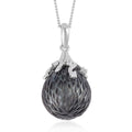 Tahitian Cultured Carved Pearl 9-10mm and Moissanite Pendant Necklace 18 Inches in Rhodium Over Sterling Silver 0.05 ctw - Sticky add to cart bar