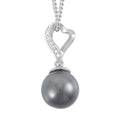 Tahitian Cultured Pearl 9-10mm and Moissanite Pendant Necklace 18 Inches in Rhodium Over Sterling Silver - Sticky add to cart bar