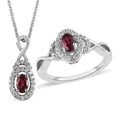 Premium Ouro Fino Rubellite, White Zircon Ring and Pendant Necklace 20 Inches in Platinum Over Sterling Silver 0.90 ctw - Sticky add to cart bar