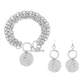Set of 2 Bracelet (7.50In) and Earrings in Silvertone - Sticky add to cart bar