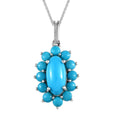 Premium Sleeping Beauty Turquoise Pendant Necklace 20 Inches in Platinum Over Sterling Silver 3.85 ctw - Sticky add to cart bar