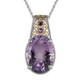 Rose De France Amethyst and Orissa Rhodolite Garnet Pendant Necklace 20 Inches in Vermeil YG and Platinum Over Sterling Silver 15.75 ctw - Sticky add to cart bar