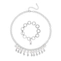 Simulated Pearl Glass Necklace 20-22 Inches and Bracelet 8In in Silvertone - Sticky add to cart bar
