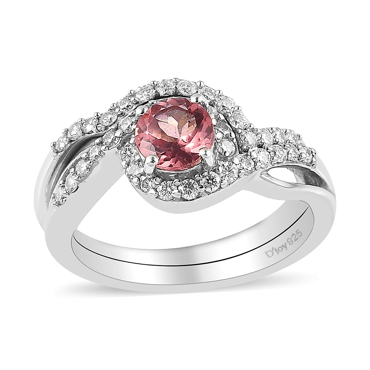 Red Apatite Set of 2 Ring in Platinum Over Sterling Silver (Size 10.0) 0.85 ctw
