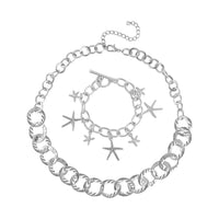 Necklace (20-22 Inches) and Bracelet (7.50In) in Silvertone