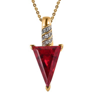 Lab Created Padparadscha Sapphire and White Zircon Pendant Necklace 20 Inches in Vermeil Yellow Gold Over Sterling Silver 5.35 ctw