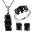 Elite Shungite Earrings, Ring and Pendant Necklace 20 Inches in Platinum Over Sterling Silver and Stainless Steel 5.50 ctw (Del. in 7-10 Days) - Sticky add to cart bar