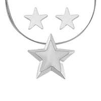 Set of Star Necklace (18-22 Inches) and Earrings in Silvertone