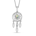 Premium Ethiopian Welo Opal and White Zircon Pendant Necklace 20 Inches in Platinum Over Sterling Silver 0.50 ctw - Sticky add to cart bar
