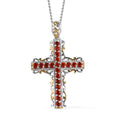 Narsipatnam Alexandrite and Mexican Cherry Fire Opal Reversible Cross Pendant Necklace 20 Inches in Vermeil YG and Platinum Over Sterling Silver 1.80 ctw - Sticky add to cart bar