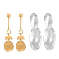 Set of 2 Geometrical Earrings in Silvertone and Goldtone