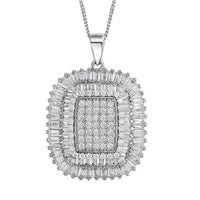 Lustro Stella Finest CZ Pendant Necklace 18 Inches in Rhodium Over Sterling Silver 4.80 ctw