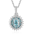 Madagascar Paraiba Apatite and White Zircon Cocktail Pendant Necklace 20 Inches in Platinum Over Sterling Silver 1.15 ctw - Sticky add to cart bar