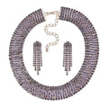 TLV Purple Austrian Crystal Necklace (18-22 Inches) and Earrings in Rosetone - Sticky add to cart bar