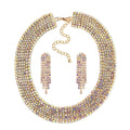 TLV Purple Austrian Crystal Necklace (18-22 Inches) and Earrings in Rosetone - Sticky add to cart bar