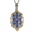 Premium Tanzanite Pendant Necklace 20 Inches in Vermeil YG and Platinum Over Sterling Silver 1.85 ctw - Sticky add to cart bar