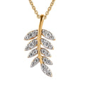 White Zircon Floral Leaf Pendant Necklace 20 Inches in Vermeil Yellow Gold Over Sterling Silver 0.25 ctw - Sticky add to cart bar