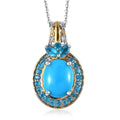 Premium Sleeping Beauty Turquoise and Malgache Neon Apatite Pendant Necklace 20 Inches in Vermeil YG and Platinum Over Sterling Silver 2.85 ctw - Sticky add to cart bar