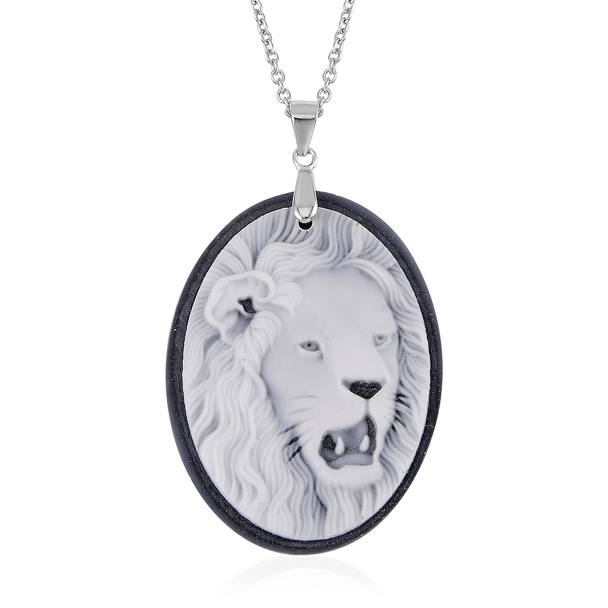Cameo Pendant Sterling Silver with Stainless Steel Necklace 20 Inches 19.00 ctw