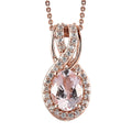 Pink Morganite and White Zircon Pendant Necklace 20 Inches in Vermeil Rose Gold Over Sterling Silver 2.00 ctw - Sticky add to cart bar