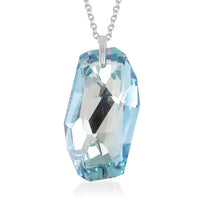 Simulated Aquamarine Pendant Necklace (20 Inches) in Rhodium Over Sterling Silver