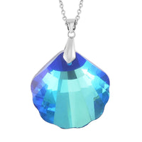 Simulated Blue Sapphire Pendant Necklace 20 Inches in Rhodium Over Sterling Silver & Stainless Steel