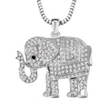 Black and White Austrian Crystal Elephant Pendant Necklace 29-31 Inches in Silvertone - Sticky add to cart bar