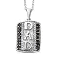 Thai Black Spinel, White Zircon DAD Men's Pendant Necklace (20 Inches) in Stainless Steel 1.00 ctw , Tarnish-Free, Waterproof, Sweat Proof Jewelry - Sticky add to cart bar