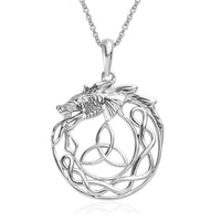 Karis Dragon Pendant Necklace (20 Inches) in Platinum Bond and Stainless Steel , Tarnish-Free, Waterproof, Sweat Proof Jewelry