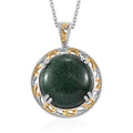 Karis Green Aventurine Pendant in 18K YG Plated and Platinum Bond with ION Plated YG Stainless Steel Necklace 20 Inches 30.00 ctw - Sticky add to cart bar