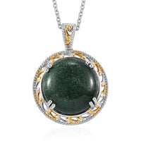 Karis Green Aventurine Pendant in 18K YG Plated and Platinum Bond with ION Plated YG Stainless Steel Necklace 20 Inches 30.00 ctw