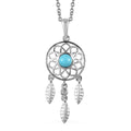 Sleeping Beauty Turquoise and White Zircon Pendant in Sterling Silver with Stainless Steel Necklace 20 Inches 0.50 ctw - Sticky add to cart bar