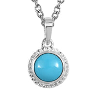 Sleeping Beauty Turquoise Solitaire Pendant in Sterling Silver with Stainless Steel Necklace 20 Inches 0.75 ctw
