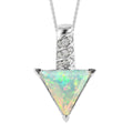 Premium Ethiopian Welo Opal and Moissanite Pendant Necklace 20 Inches in Platinum Over Sterling Silver 1.20 ctw - Sticky add to cart bar