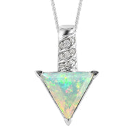 Premium Ethiopian Welo Opal and Moissanite Pendant Necklace 20 Inches in Platinum Over Sterling Silver 1.20 ctw
