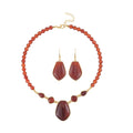 TLV Red Agate Drop Earrings and Beaded Necklace (18-20 Inches) in Goldtone 298.00 ctw - Sticky add to cart bar