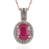 Niassa Ruby (FF), White and Champagne Zircon Pendant Necklace 20 Inches in Vermeil Rose Gold Over Sterling Silver 3.85 ctw Be the first to write a review