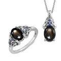 Bankacha Natural Black Star Sapphire and Tanzanite Ring and Pendant Necklace 20 Inches in Platinum Over Sterling Silver 3.60 ctw - Sticky add to cart bar