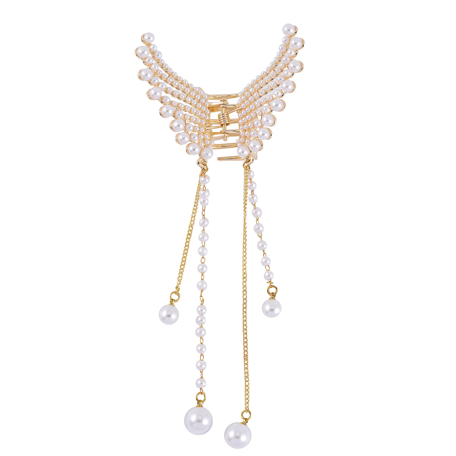 Set of 2 Resin Simulated Pearl and Austrian Crystal Hair Pin in Goldtone, Fancy Hair Pins for Women in Wedding