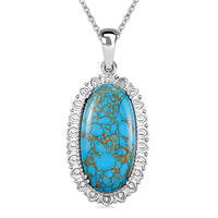 Mojave Blue Turquoise Pendant Necklace 20 Inches in Stainless Steel 20.25 ctw